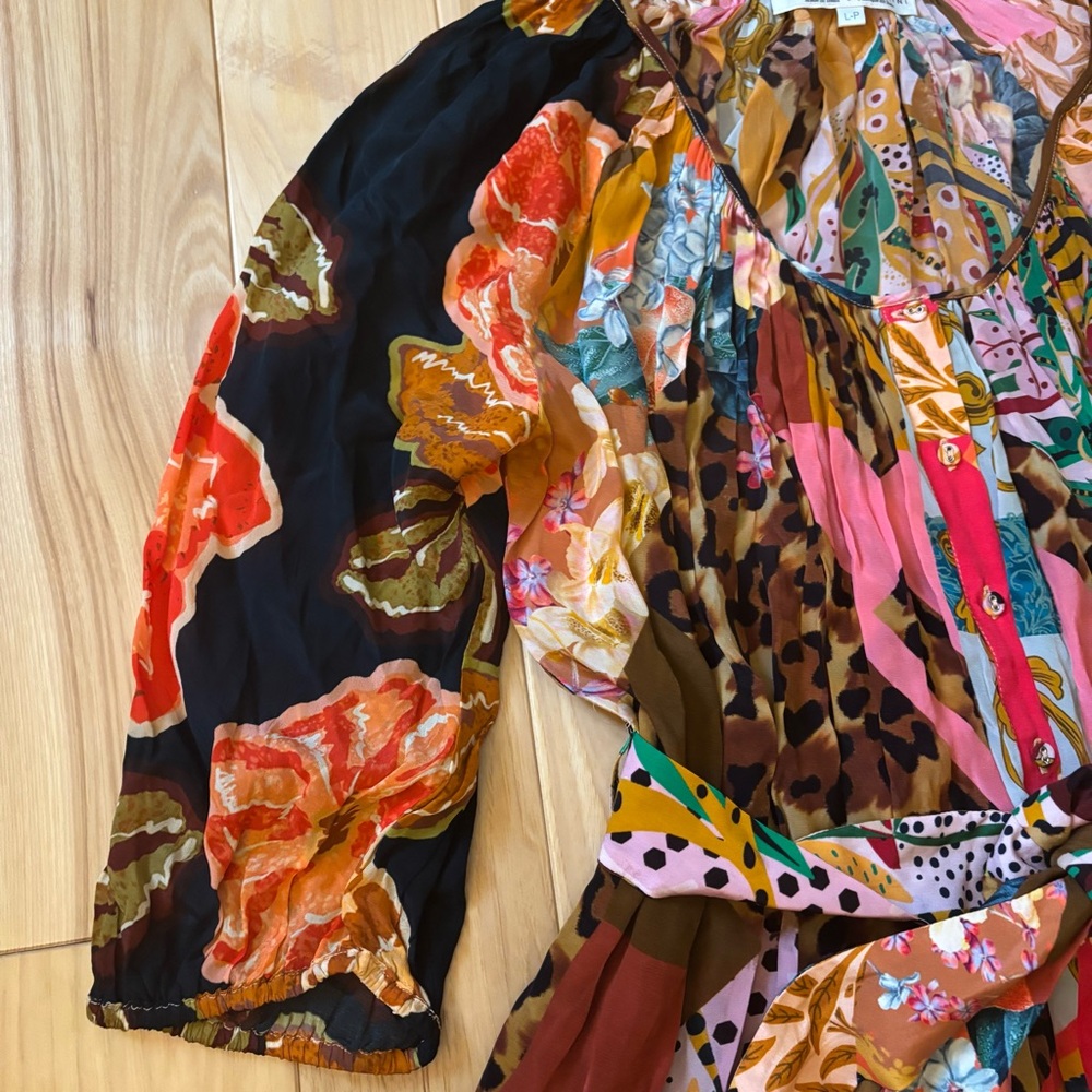 Anthropologie Geisha Designs Collage Boho Patterned Midi Dress - Picture 5 of 14